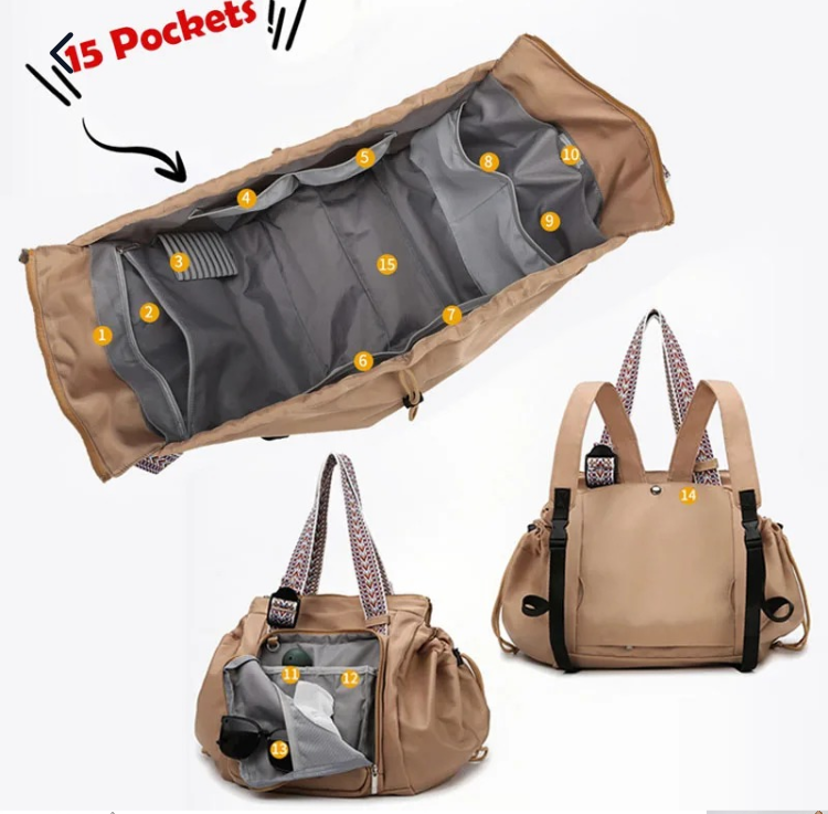 MultiPocket Travel Tote Backpack